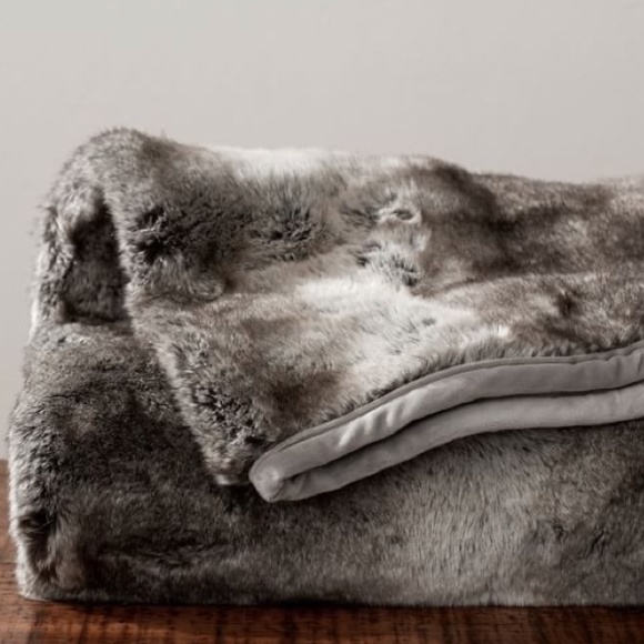 Pottery Barn - Faux Fur Ruched Throw (oversized 60 x 80) (color - gray ombre) - Picture 3 of 9